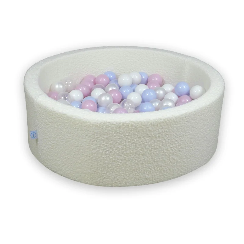 Piscine à balles en velours Boucle Blanc 90x30 cm avec 200 balles