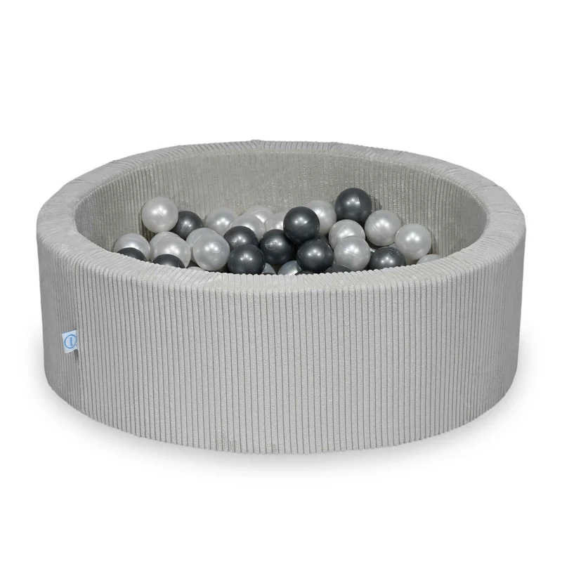 Piscine à balles en velours côtelé Gris 90x30 cm avec 200 balles