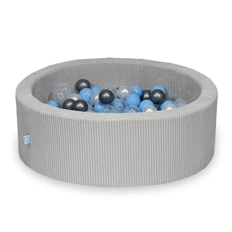 Piscine à balles en velours côtelé Gris 90x30 cm avec 200 balles