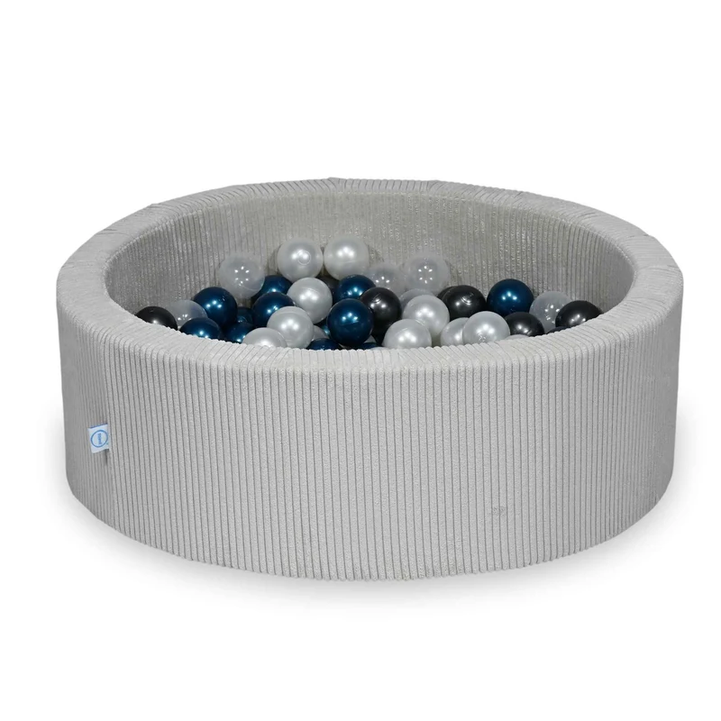 Piscine à balles en velours côtelé Gris 90x30 cm avec 200 balles