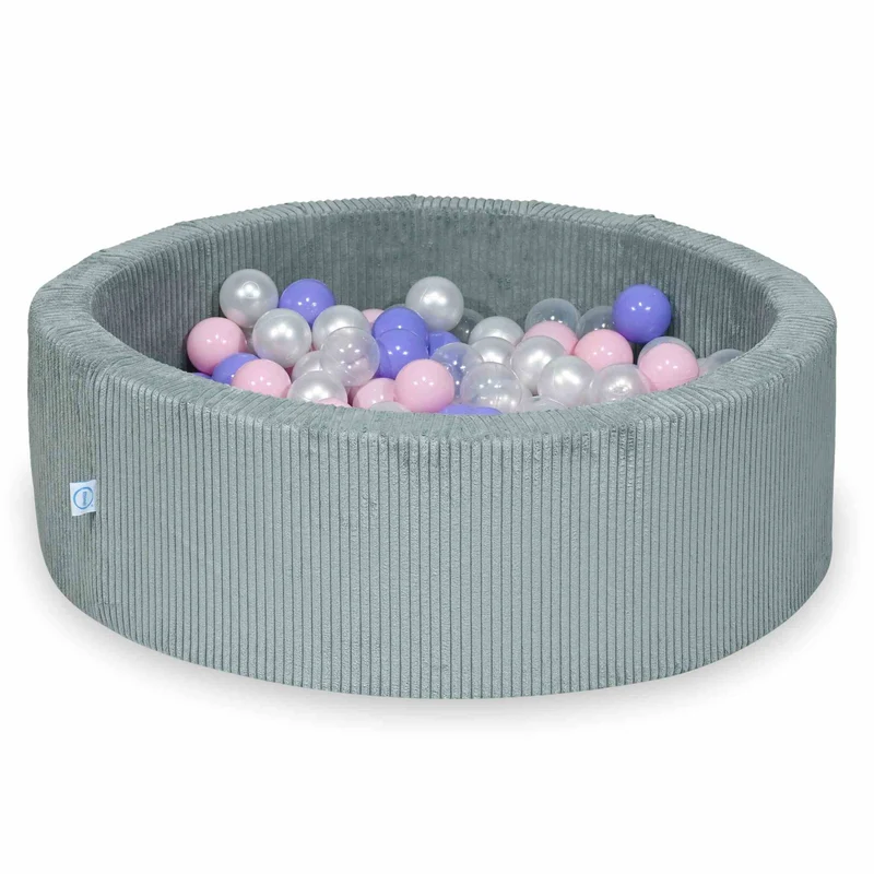 Piscine à balles en velours côtelé menthe claire 90x30 cm avec 200 balles