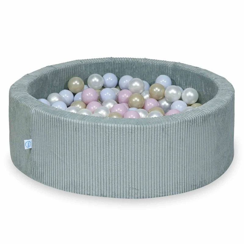 Piscine à balles en velours côtelé menthe claire 90x30 cm avec 200 balles