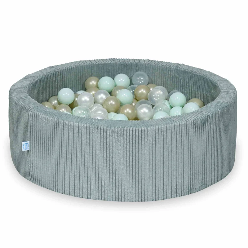 Piscine à balles en velours côtelé menthe claire 90x30 cm avec 200 balles