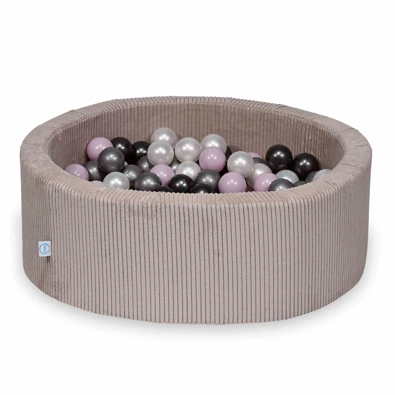 Piscine à balles en velours côtelé côtelé rose clair 90x30 cm avec 200 balles