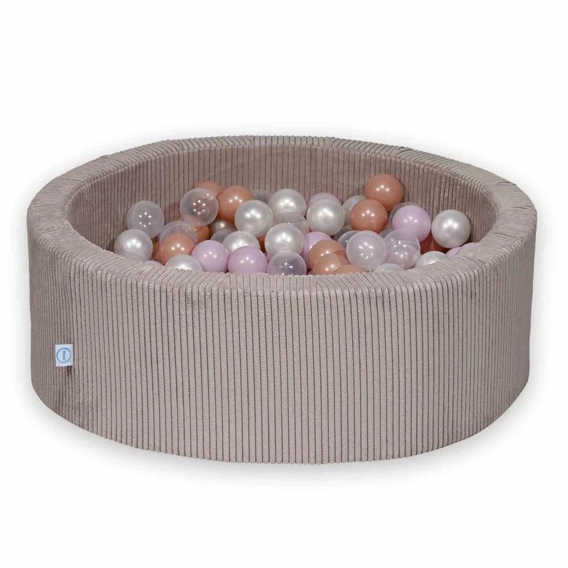 Piscine à balles en velours côtelé côtelé rose clair 90x30 cm avec 200 balles
