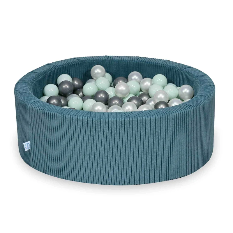 Piscine à balles en velours côtelé Bleu 90x30 cm avec 200 balles