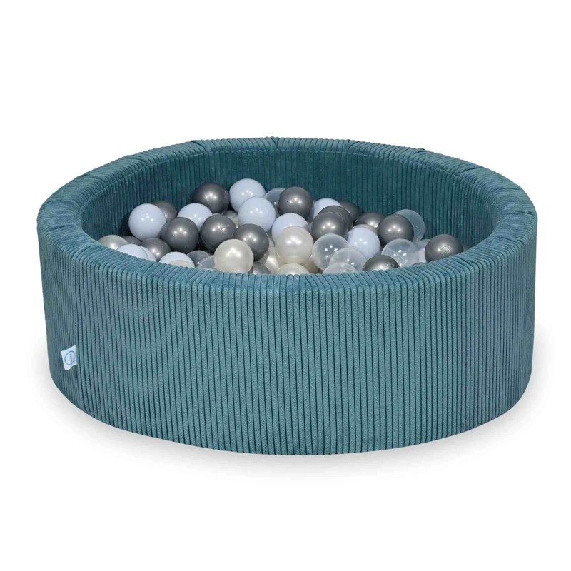 Piscine à balles en velours côtelé Bleu 90x30 cm avec 200 balles