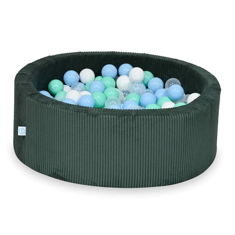 Piscine à balles en velours côtelé Vert 90x30 cm avec 200 balles