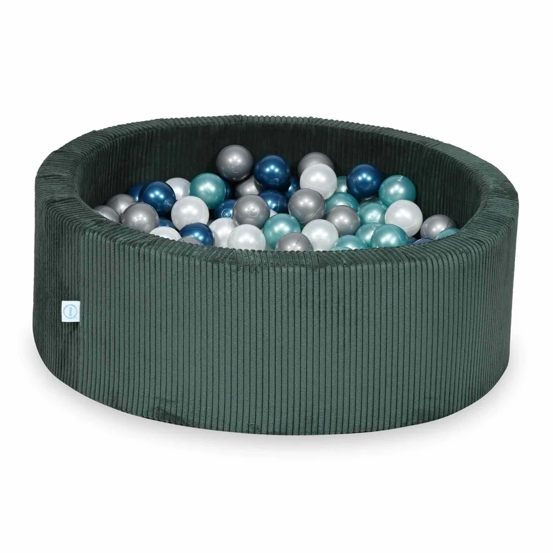 Piscine à balles en velours côtelé Vert 90x30 cm avec 200 balles