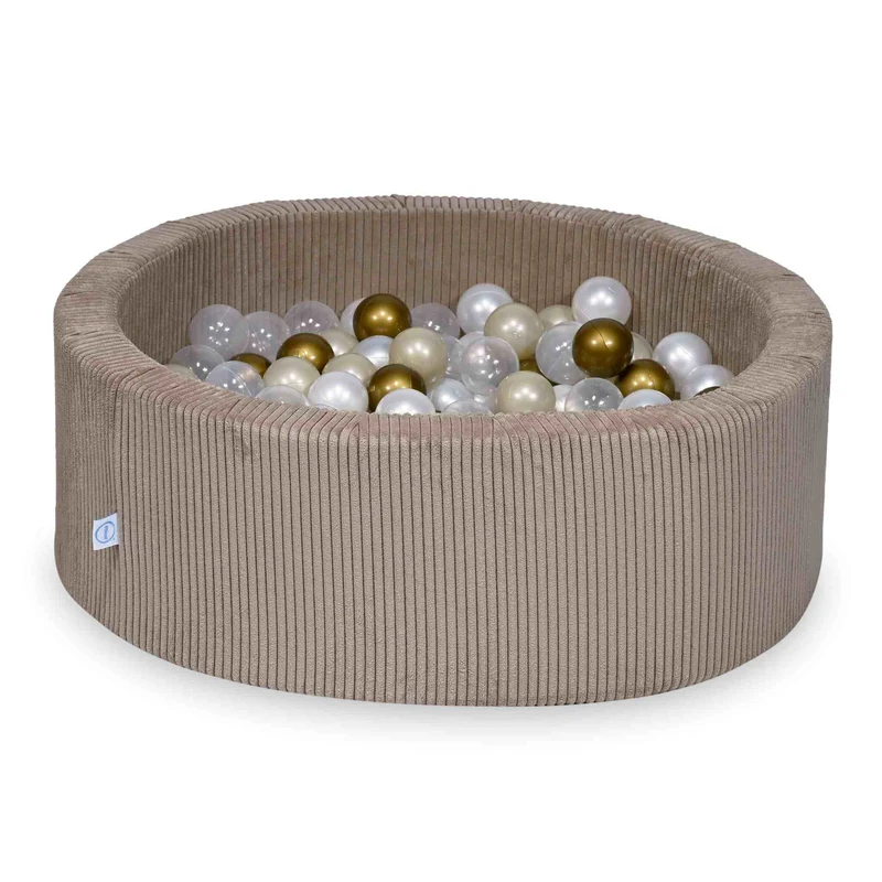 Piscine à balles en velours côtelé Toffee 90x30 cm avec 200 balles
