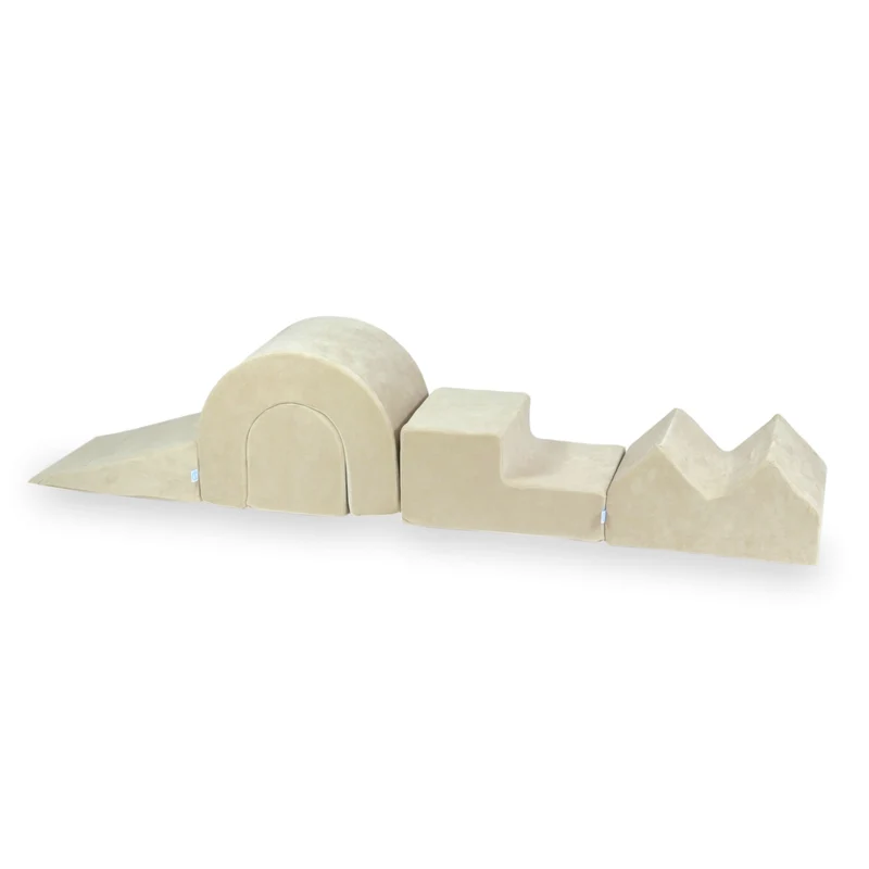 Aire de jeux en mousse avec piscine ronde 90x30 velvet soft beige + 5 éléments + 200 balles