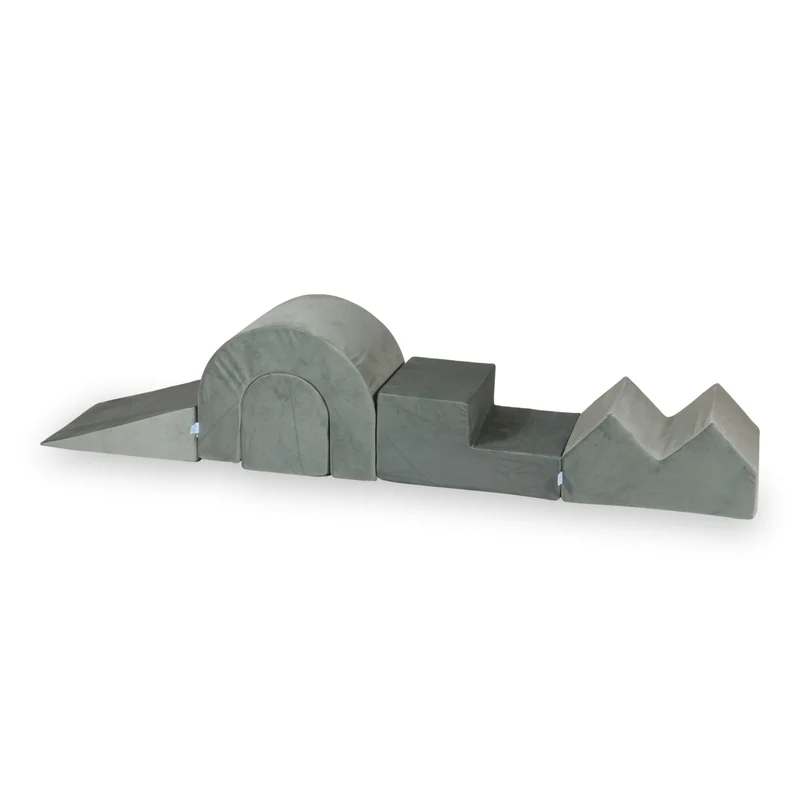 Aire de jeux en mousse avec piscine ronde 90x30 velvet gris + 5 éléments + 200 balles