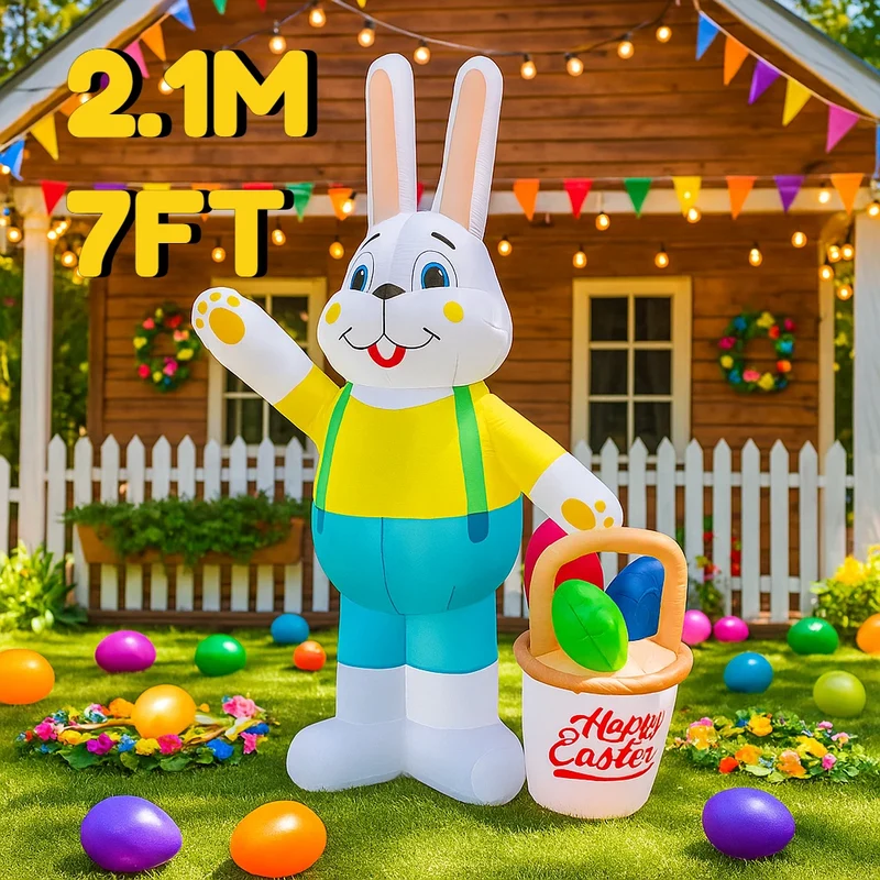 Décoration Gonflable Lapin Pâques Panier 7 Pieds
