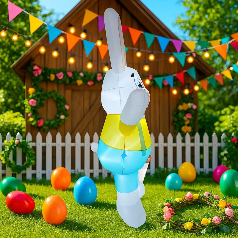 Décoration Gonflable Lapin Pâques Panier 7 Pieds