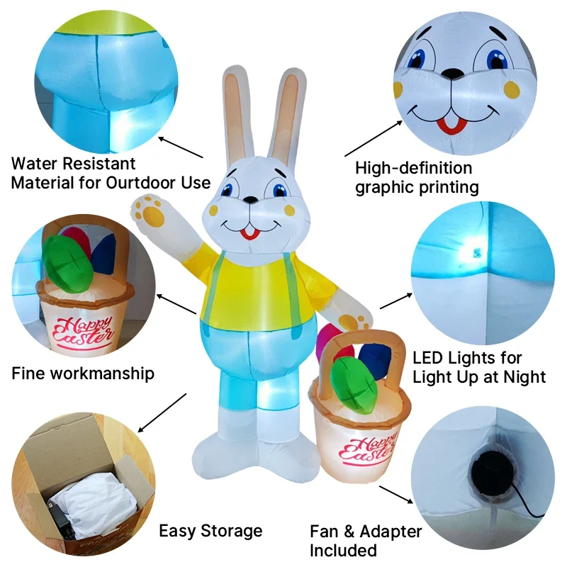 Décoration Gonflable Lapin Pâques Panier 7 Pieds