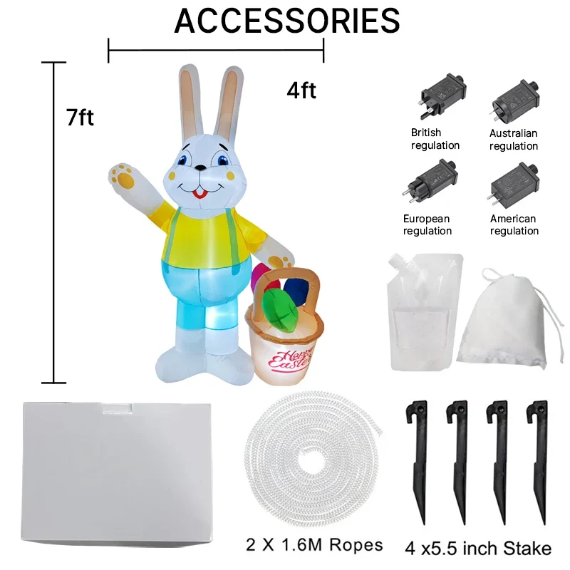 Décoration Gonflable Lapin Pâques Panier 7 Pieds
