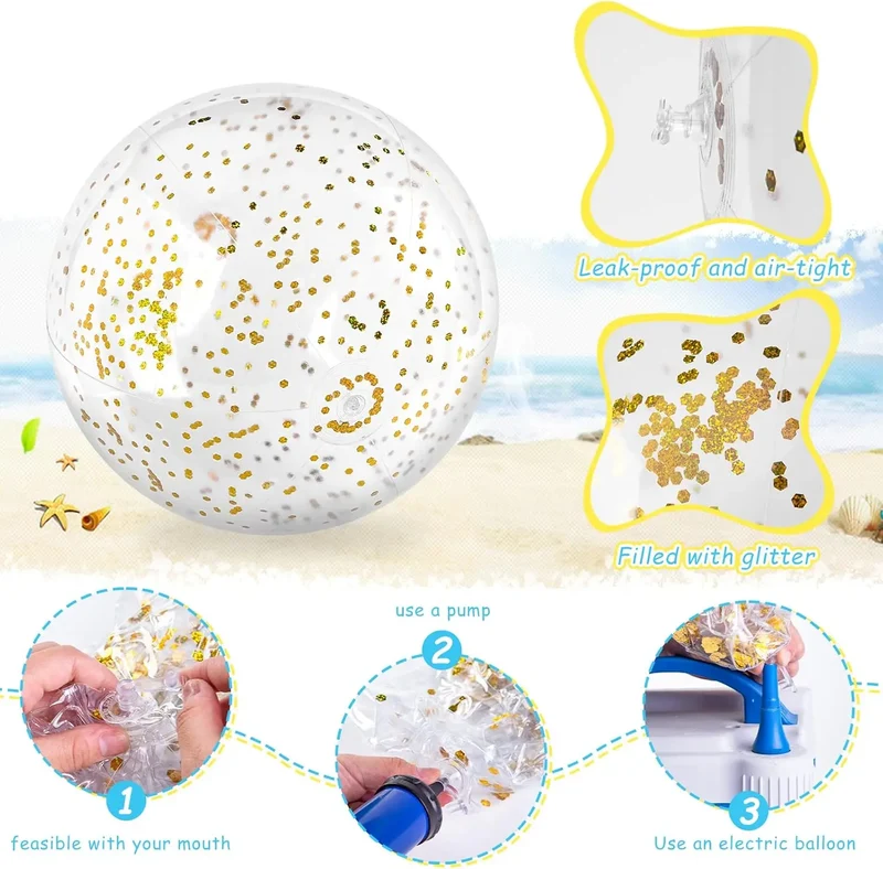 Ballon Gonflable de Plage 40 cm Paillettes