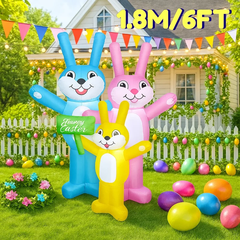 Décoration Gonflable Famille Lapins Pâques 6 Pieds