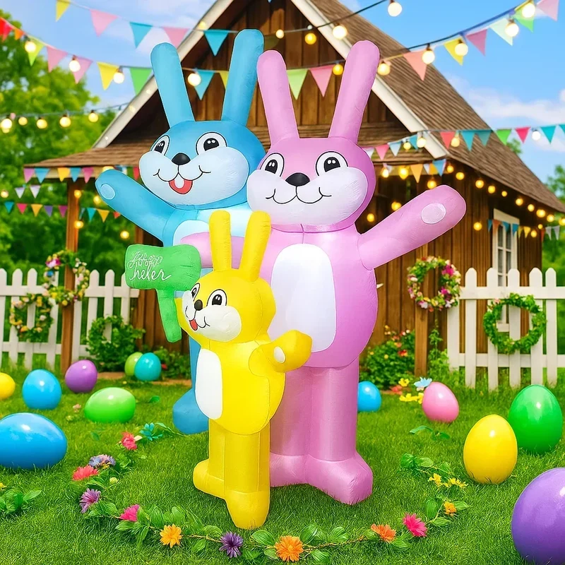 Décoration Gonflable Famille Lapins Pâques 6 Pieds