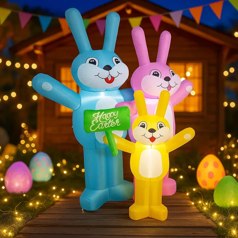 Décoration Gonflable Famille Lapins Pâques 6 Pieds