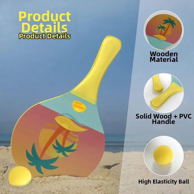 Raquettes de Plage en Bois Parent-Enfant