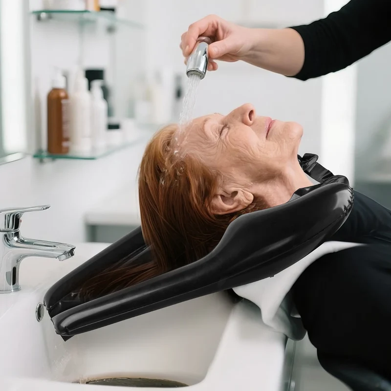 Accessoire Gonflable Bassin Lavage Cheveux Lit Personne Âgée