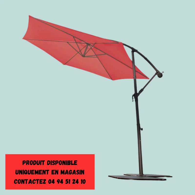 Parasol alu mat déporté 3 m rouge