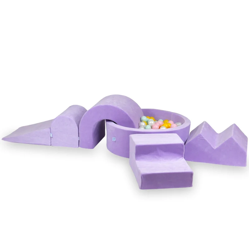 Aire de jeux en mousse avec piscine ronde 90x30 lilac + 5 éléments + 200 balles
