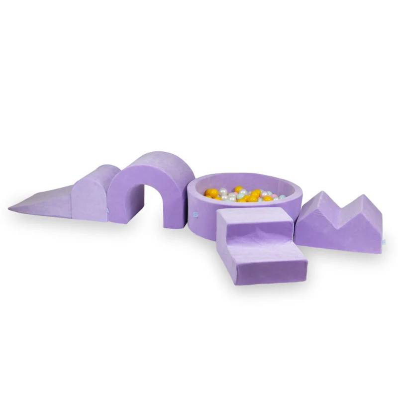 Aire de jeux en mousse avec piscine ronde 90x30 lilac + 5 éléments + 200 balles