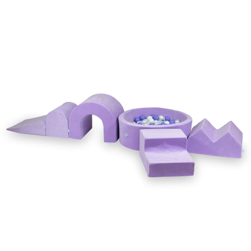 Aire de jeux en mousse avec piscine ronde 90x30 lilac + 5 éléments + 200 balles
