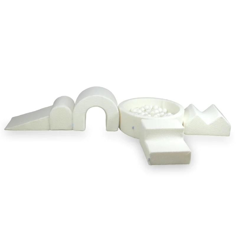 Aire de jeux en mousse avec piscine ronde 90x30 Boucle Blanc + 5 éléments + 200 balles