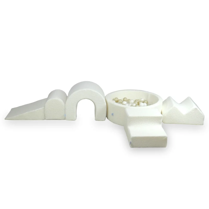 Aire de jeux en mousse avec piscine ronde 90x30 Boucle Blanc + 5 éléments + 200 balles