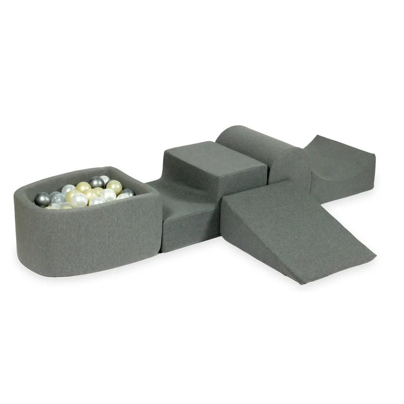 Aire de jeux en mousse avec colline et piscine micro gris + 100 balles