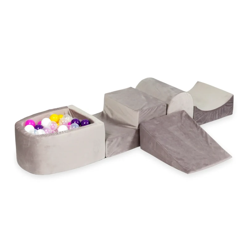 Aire de jeux en mousse avec colline et piscine micro velvet lilac + 100 balles