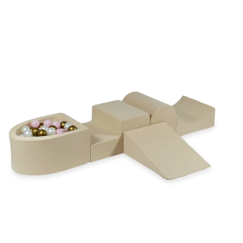 Aire de jeux en mousse avec colline et piscine micro beige + 100 balles