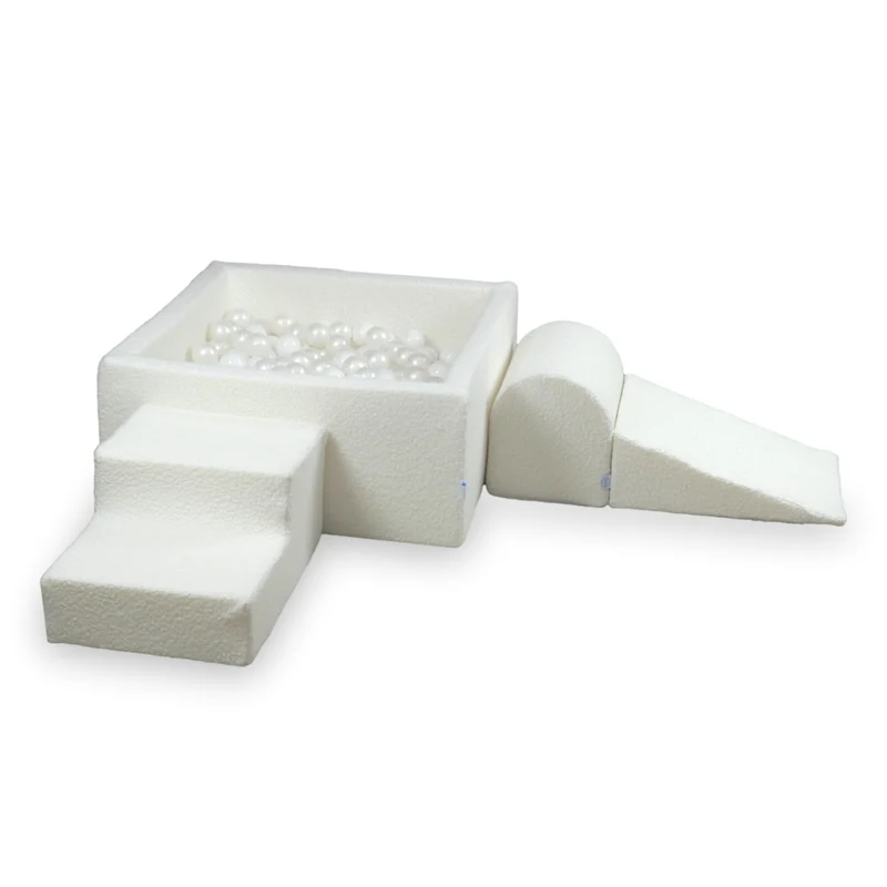 Aire de jeux en mousse avec piscine à balles carrée set de jeu enfant 90x90x40 Boucle Blanc + 400 balles