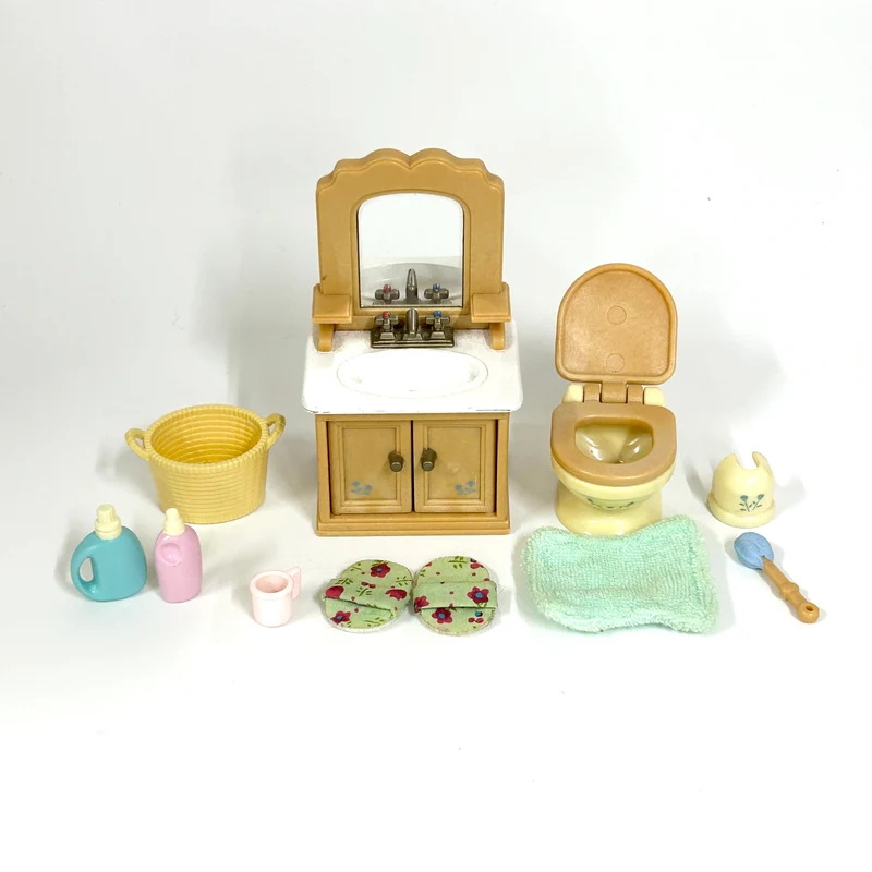 [used] Sink and Toilet Set Sylvanian Families Calico Critters