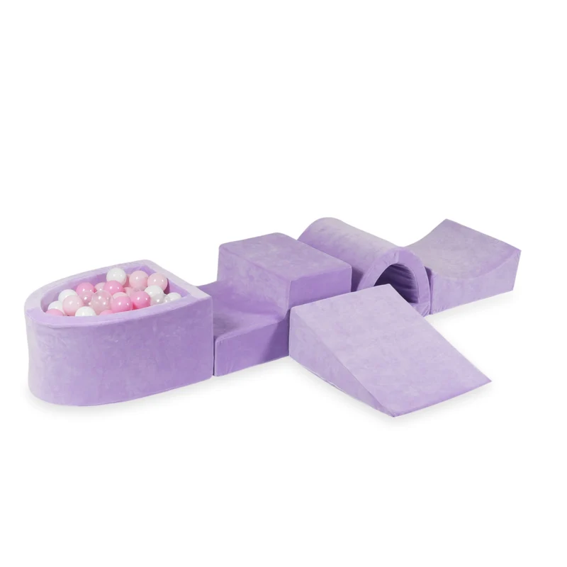 Aire de jeux en mousse avec pont et piscine micro lilac + 100 balles