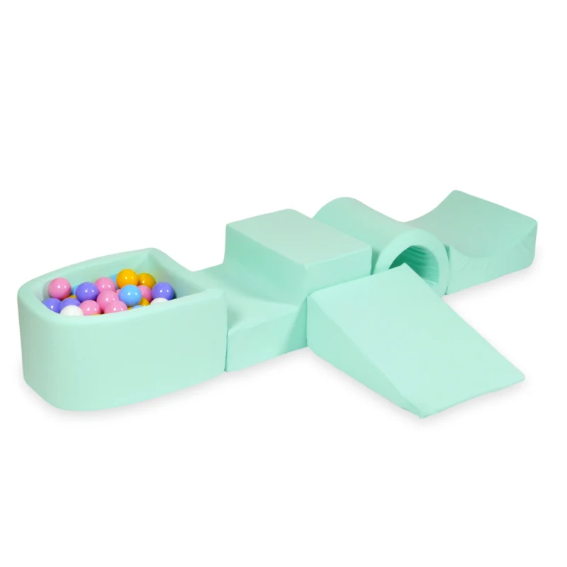 Aire de jeux en mousse avec pont et piscine micro menthe + 100 balles