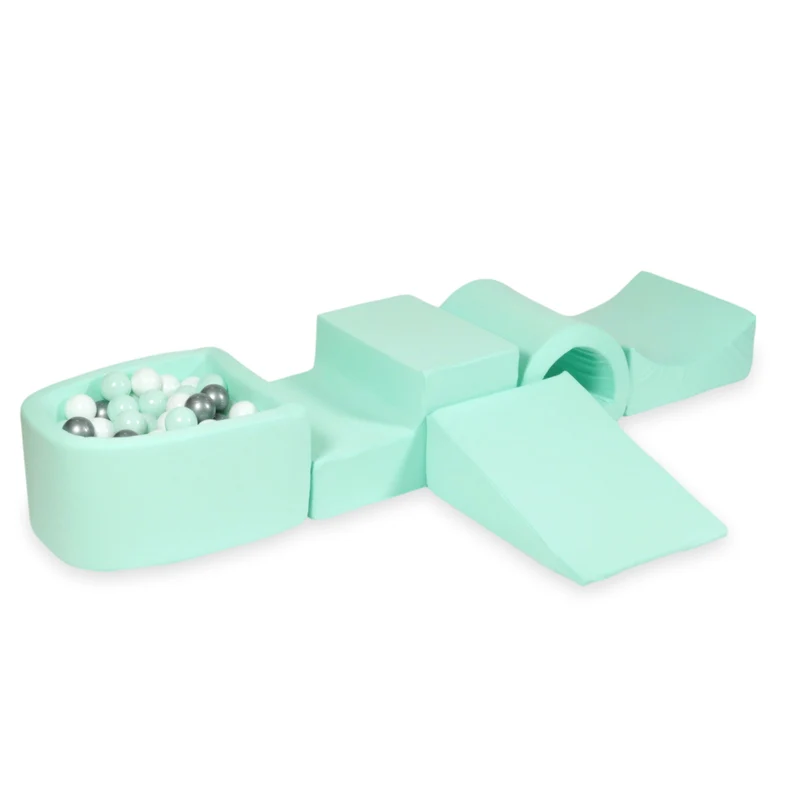 Aire de jeux en mousse avec pont et piscine micro menthe + 100 balles