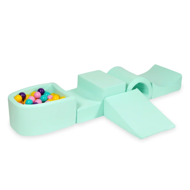 Aire de jeux en mousse avec pont et piscine micro menthe + 100 balles