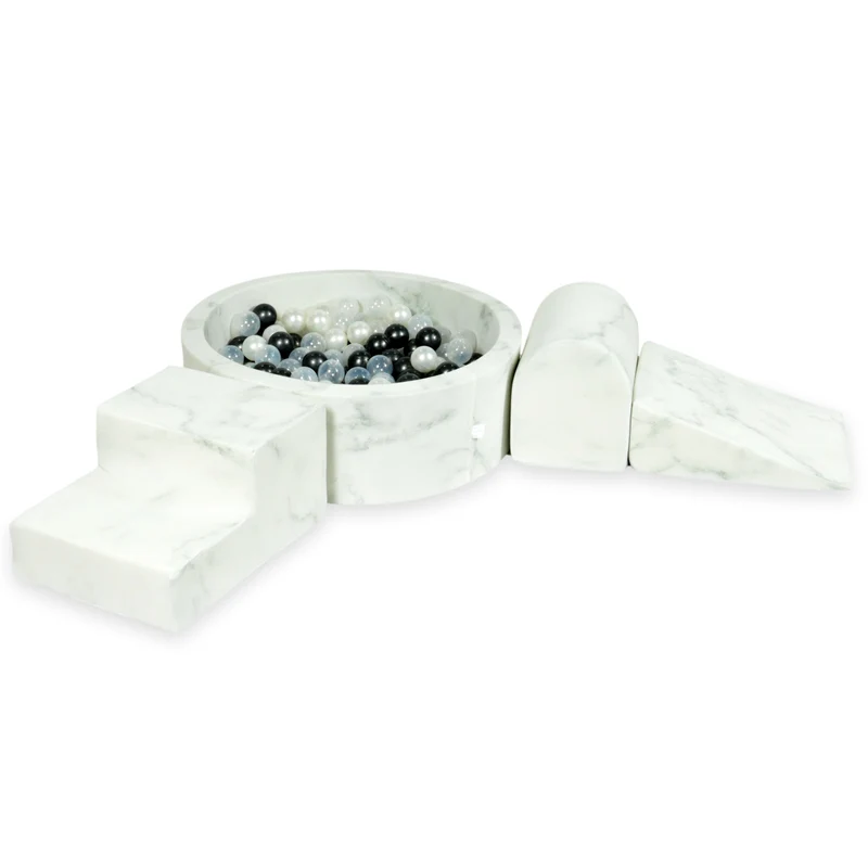 Aire de jeux en mousse avec piscine ronde 90x30 marbre + 200 balles