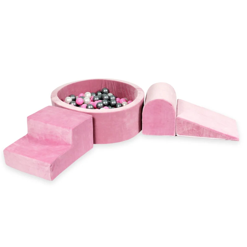 Aire de jeux en mousse avec piscine ronde 90x30 velvet soft rose + 200 balles
