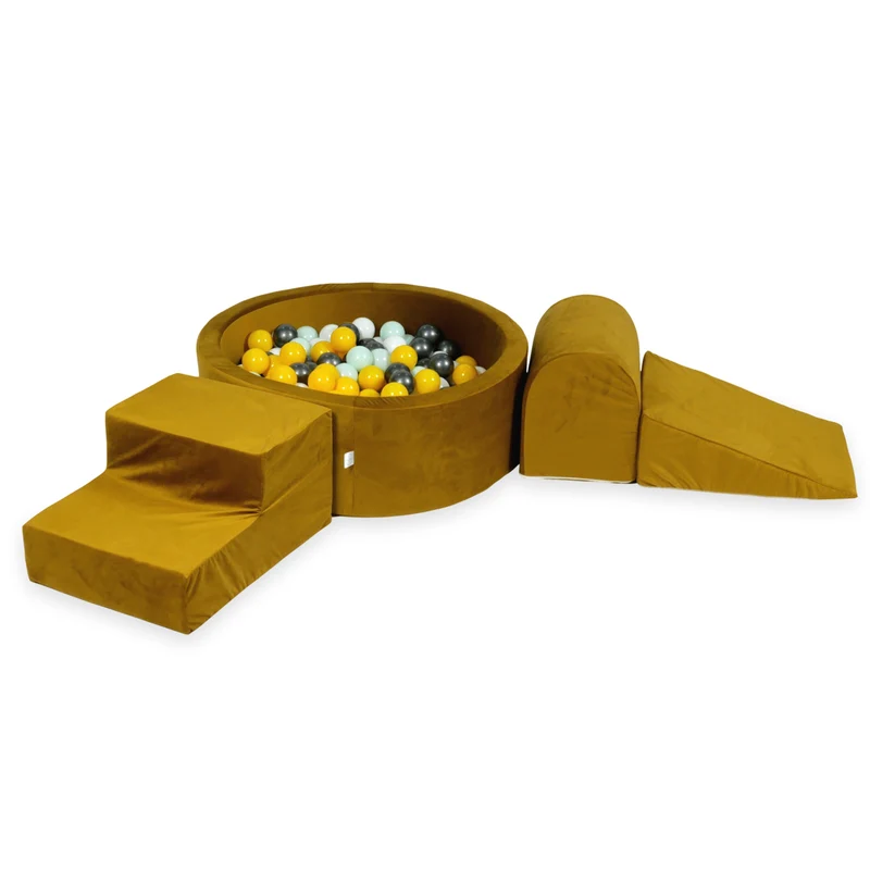 Aire de jeux en mousse avec piscine ronde 90x30 velvet dore + 200 balles