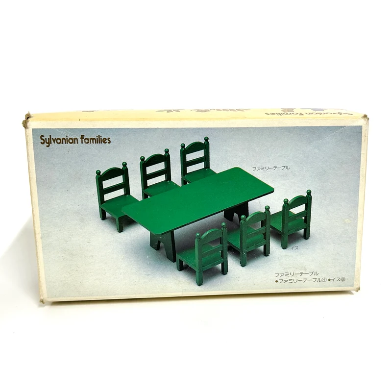 [used] Vintage Green Family Table Chairs 1986 KA-27 Sylvanian Families Calico Critters