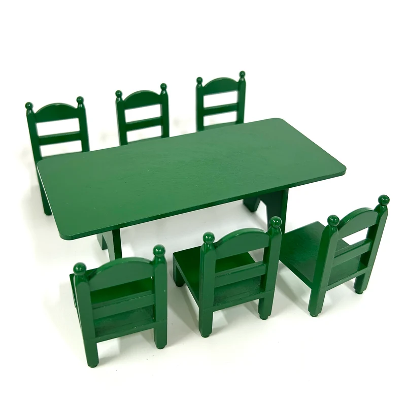 [used] Vintage Green Family Table Chairs 1986 KA-27 Sylvanian Families Calico Critters