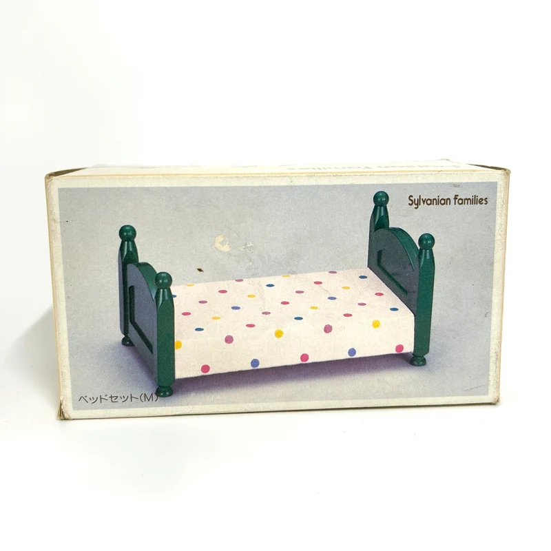 [used] Green Bed (M) Polka Dots Pink Sylvanian Families Calico Critters