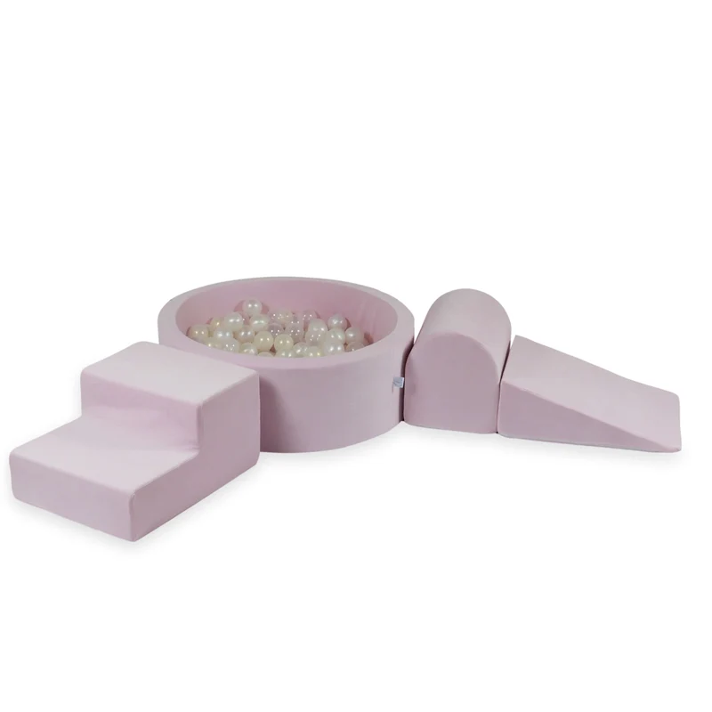 Aire de jeux en mousse avec piscine ronde 90x30 velvet soft light pink + 200 balles
