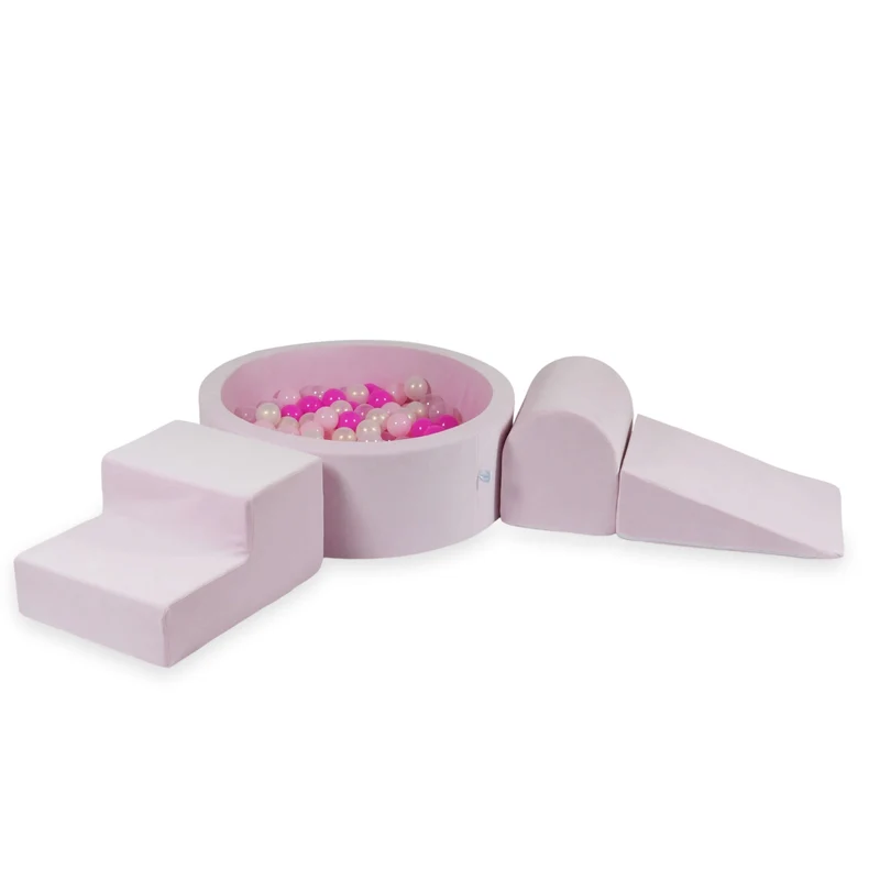 Aire de jeux en mousse avec piscine ronde 90x30 velvet soft light pink + 200 balles