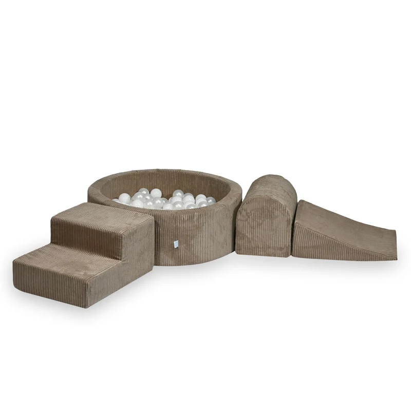 Aire de jeux en mousse avec piscine ronde 90x30 velours côtelé toffee +200 balles